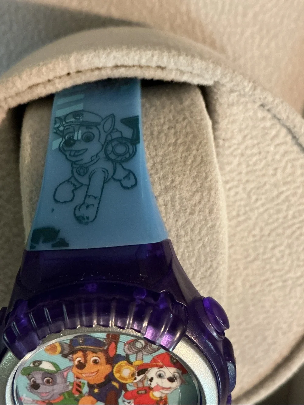 PAW PATROL Nickelodeon Kids Digital Watch - Purple and Light Blue Strap 7” Max